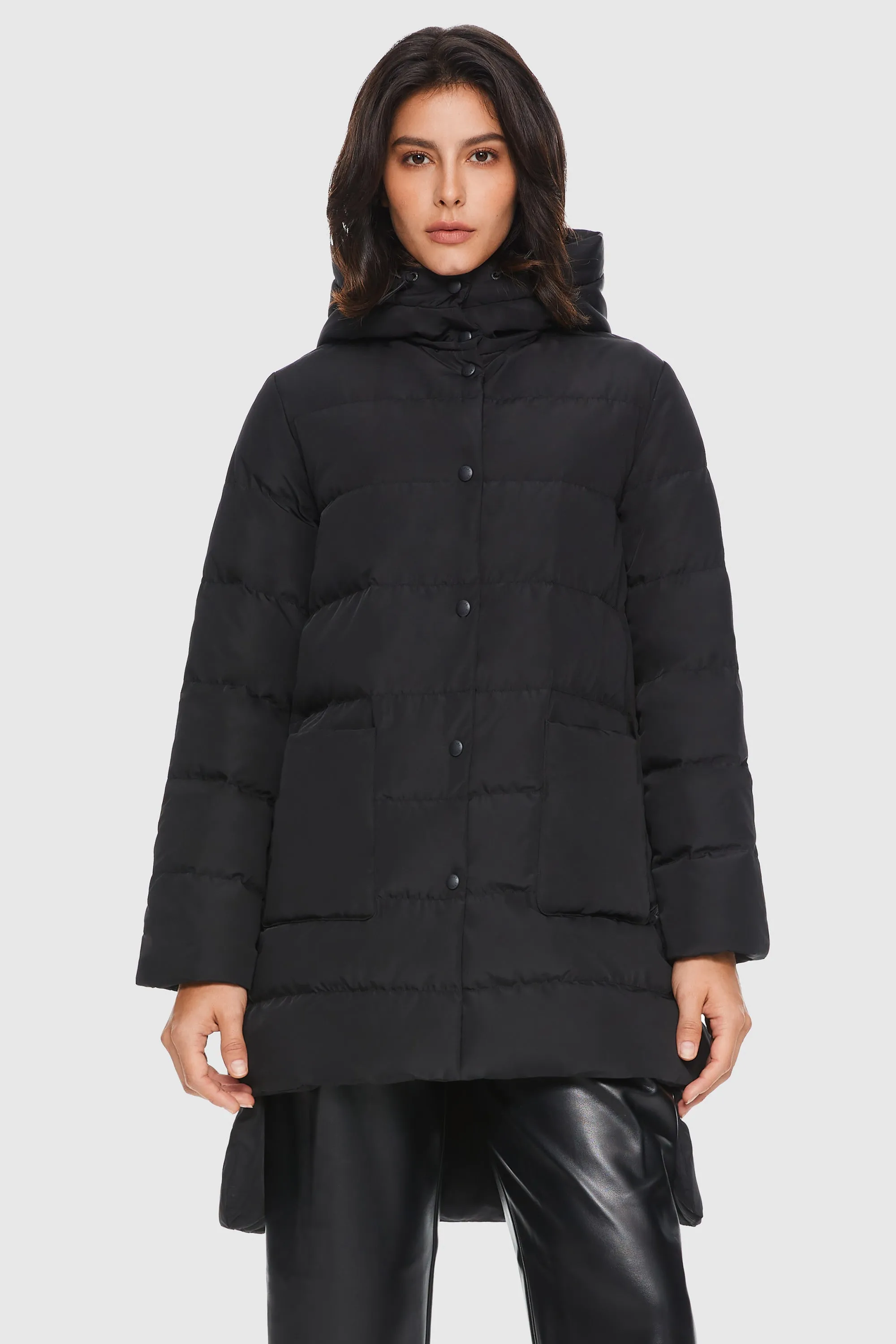 Unique Cut Hooded Puffer Coat