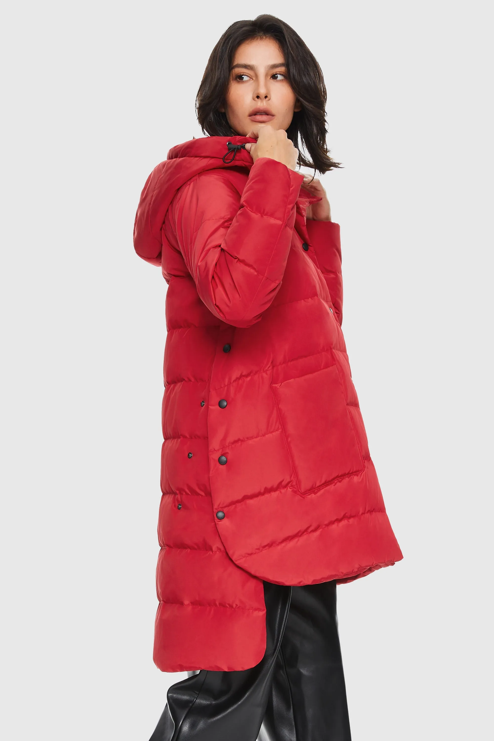 Unique Cut Hooded Puffer Coat