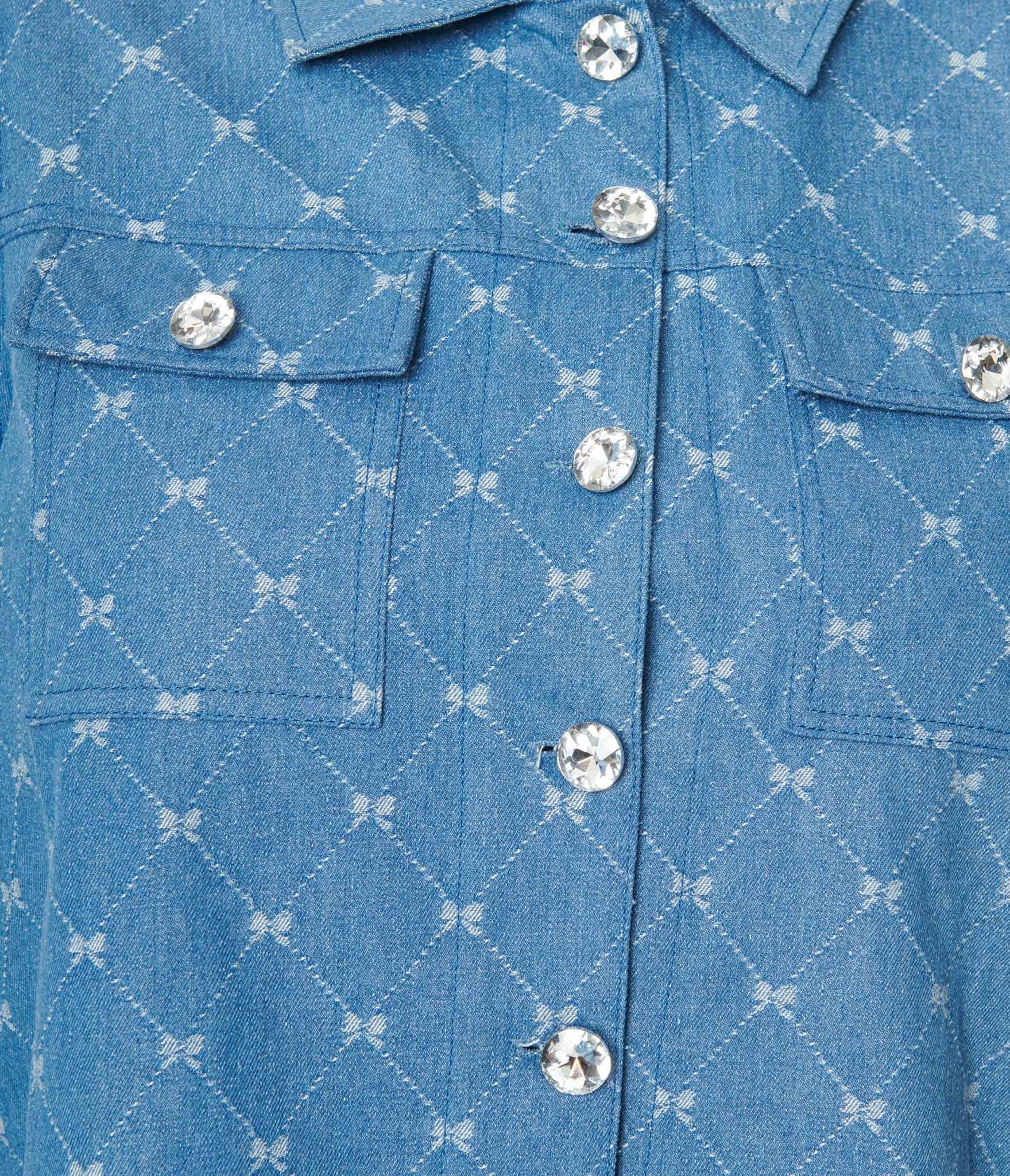 Unique Vintage Plus Size Blue Bow Denim Jacket