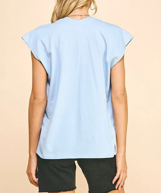 V-Neck Top - Light Blue