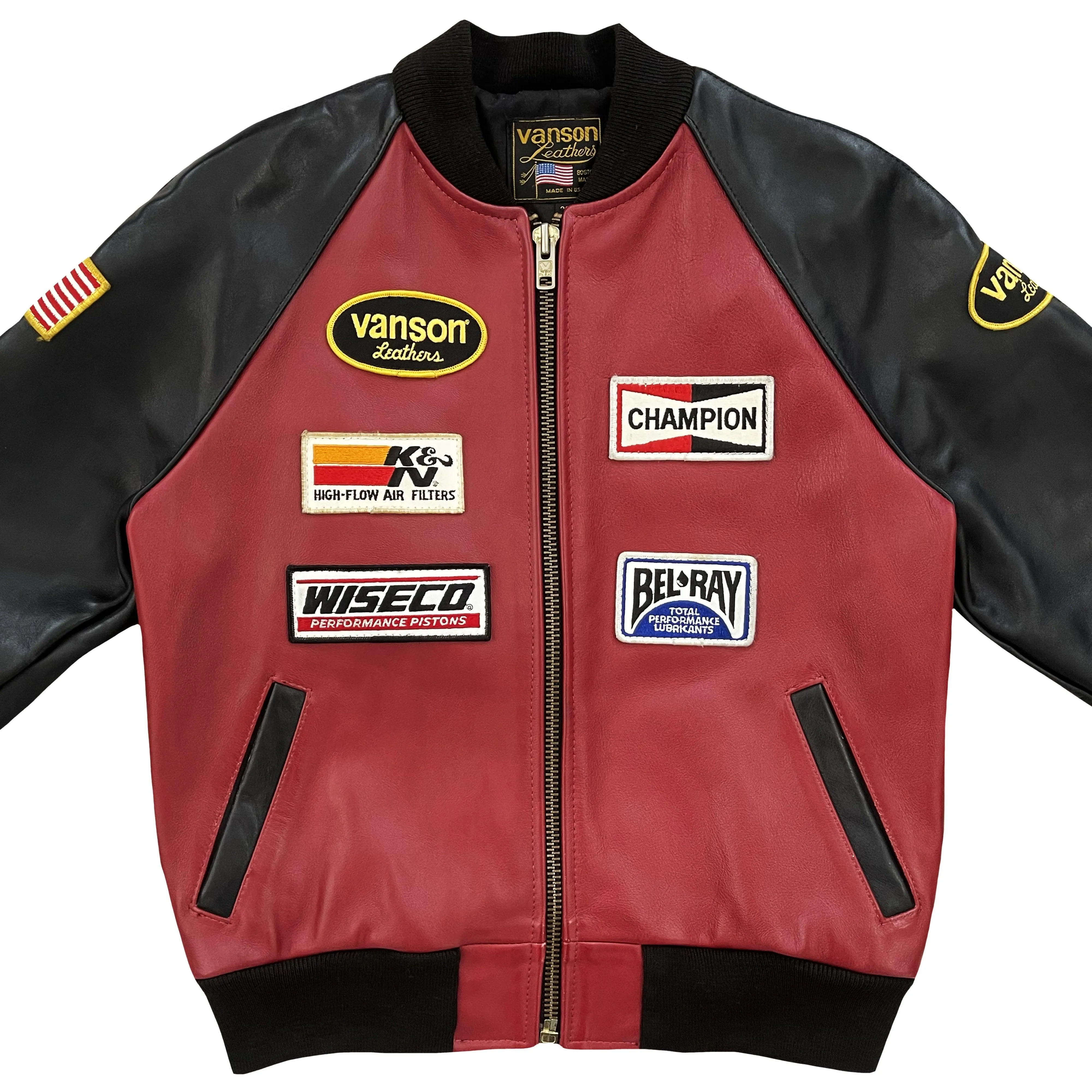 Vanson Leathers Race Team Leather Bomber Jacket - S/M