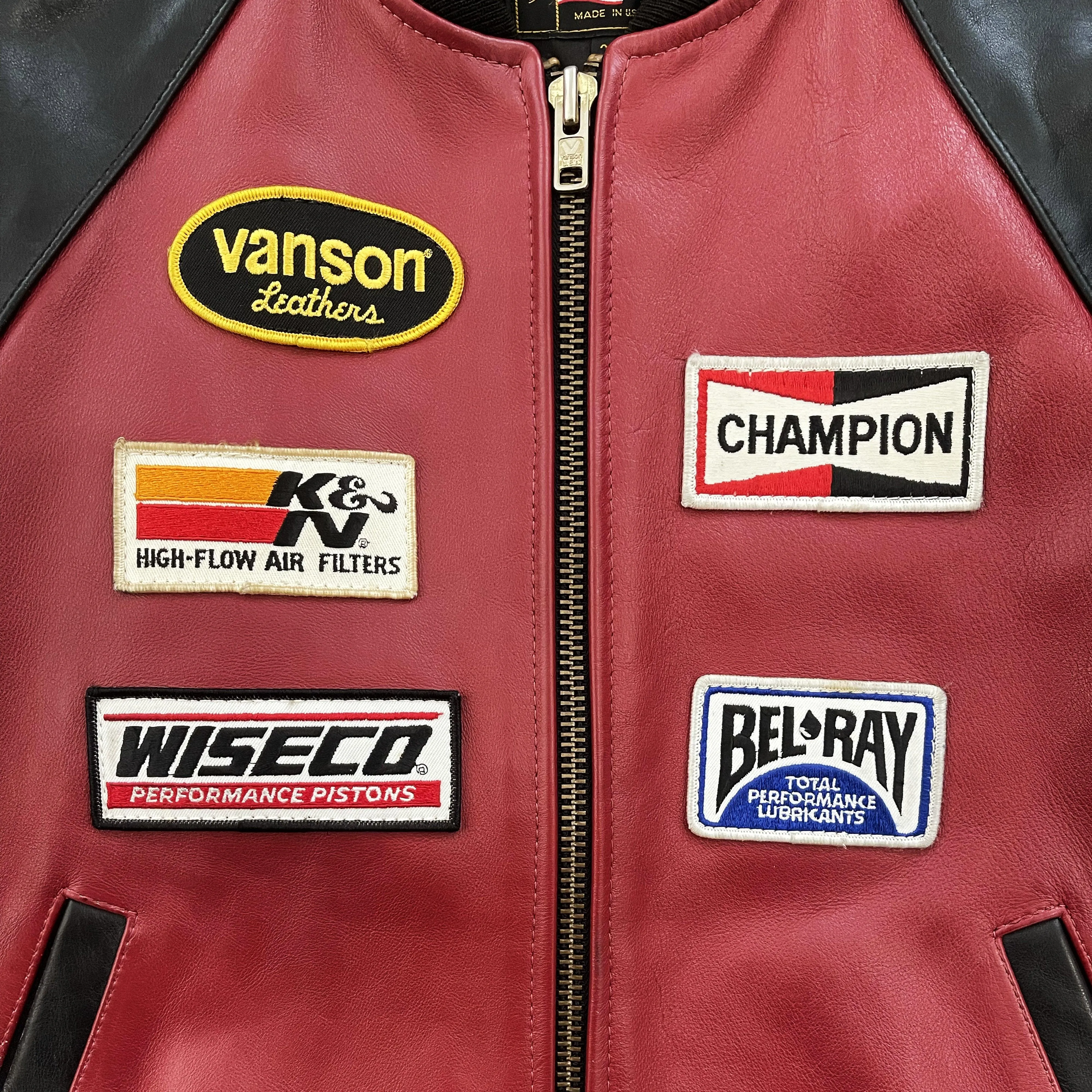 Vanson Leathers Race Team Leather Bomber Jacket - S/M