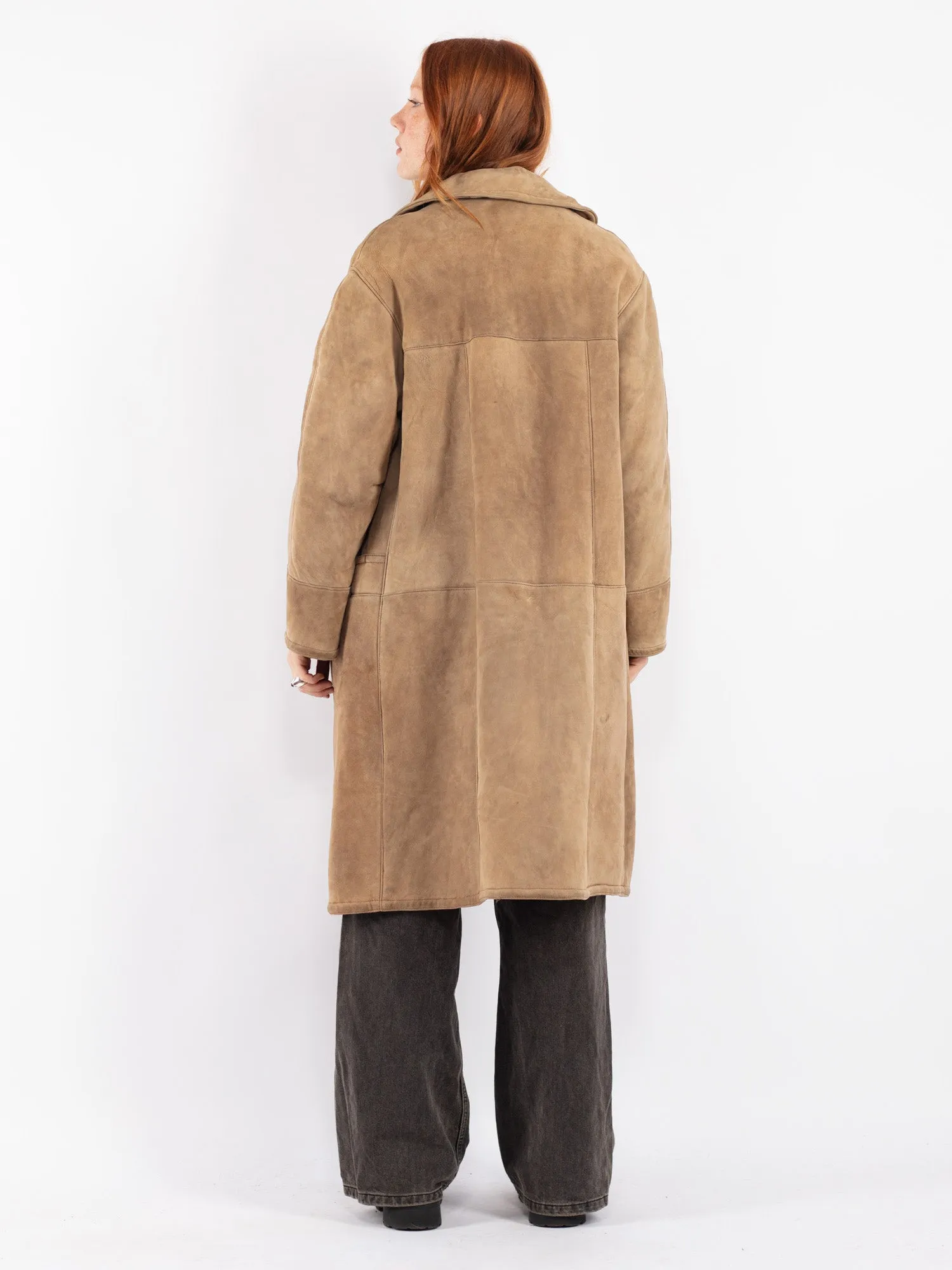 Vintage 70's Women Sheepskin Coat in Beige