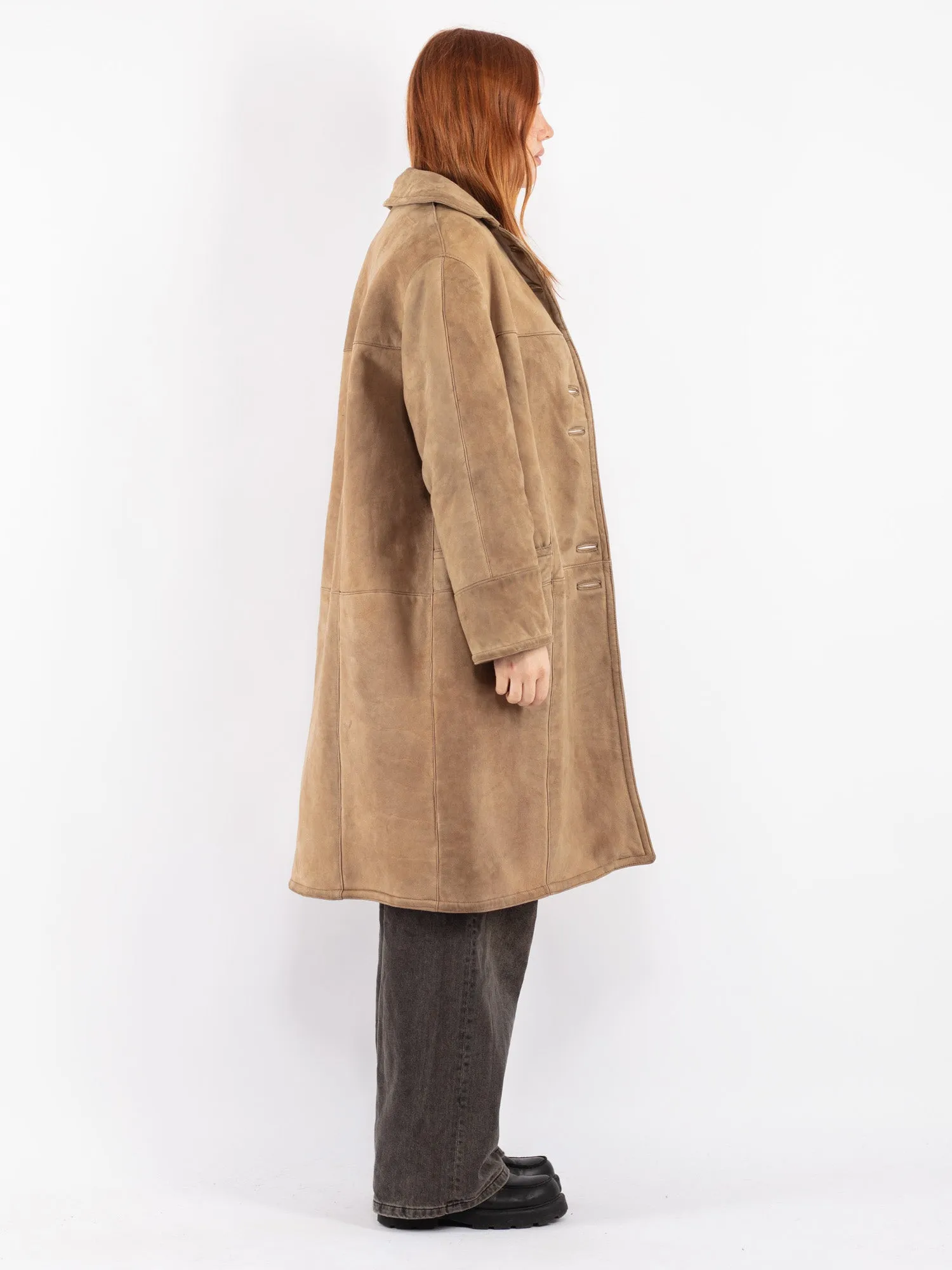 Vintage 70's Women Sheepskin Coat in Beige