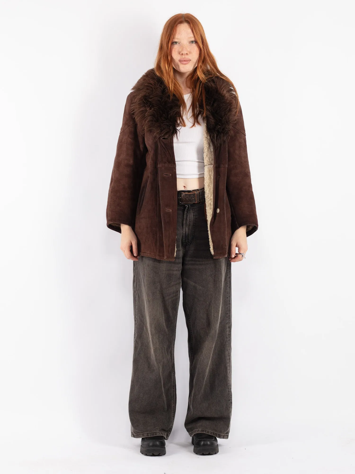 Vintage 70's Women Sheepskin Shearling Coat in