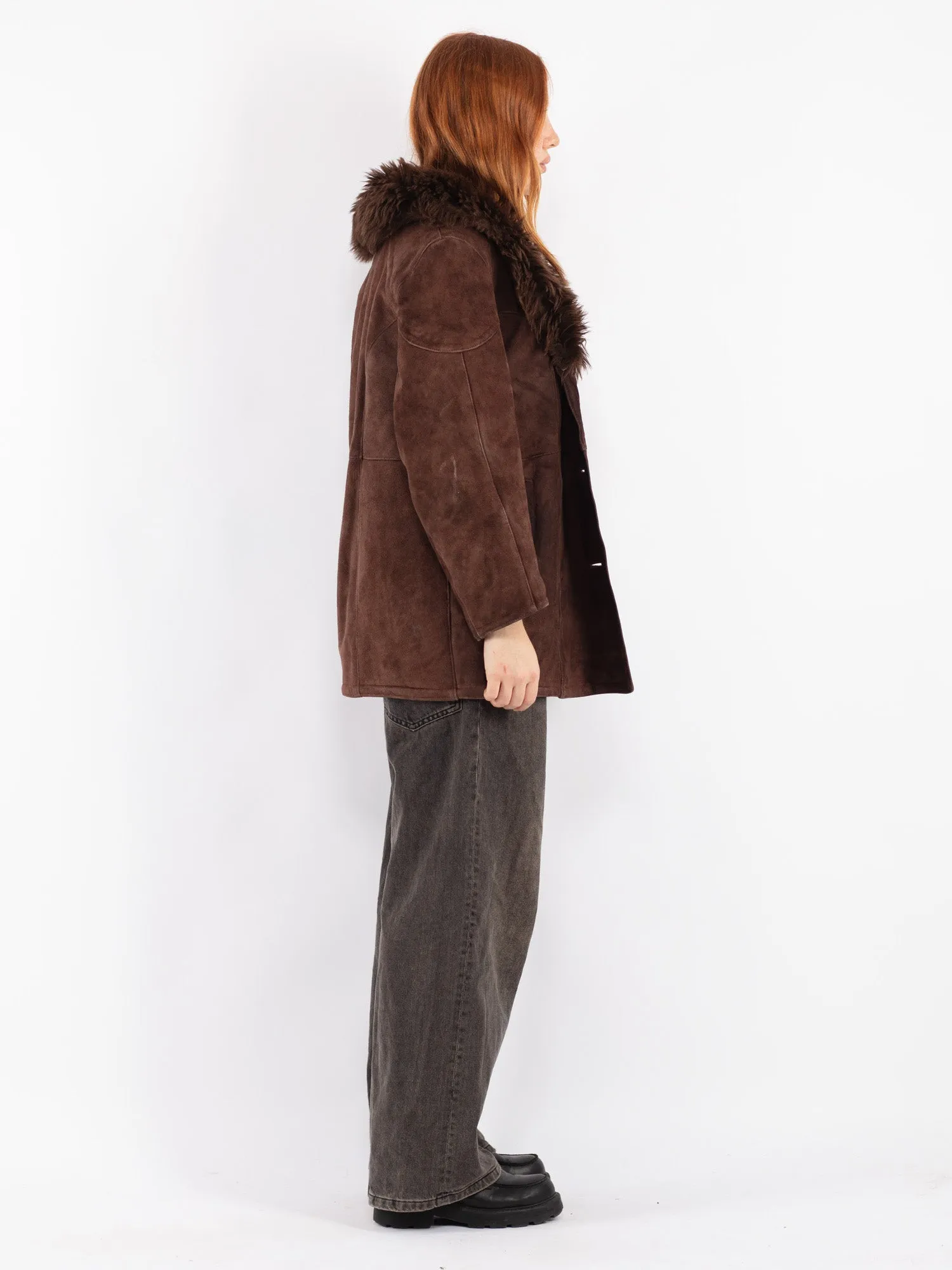 Vintage 70's Women Sheepskin Shearling Coat in