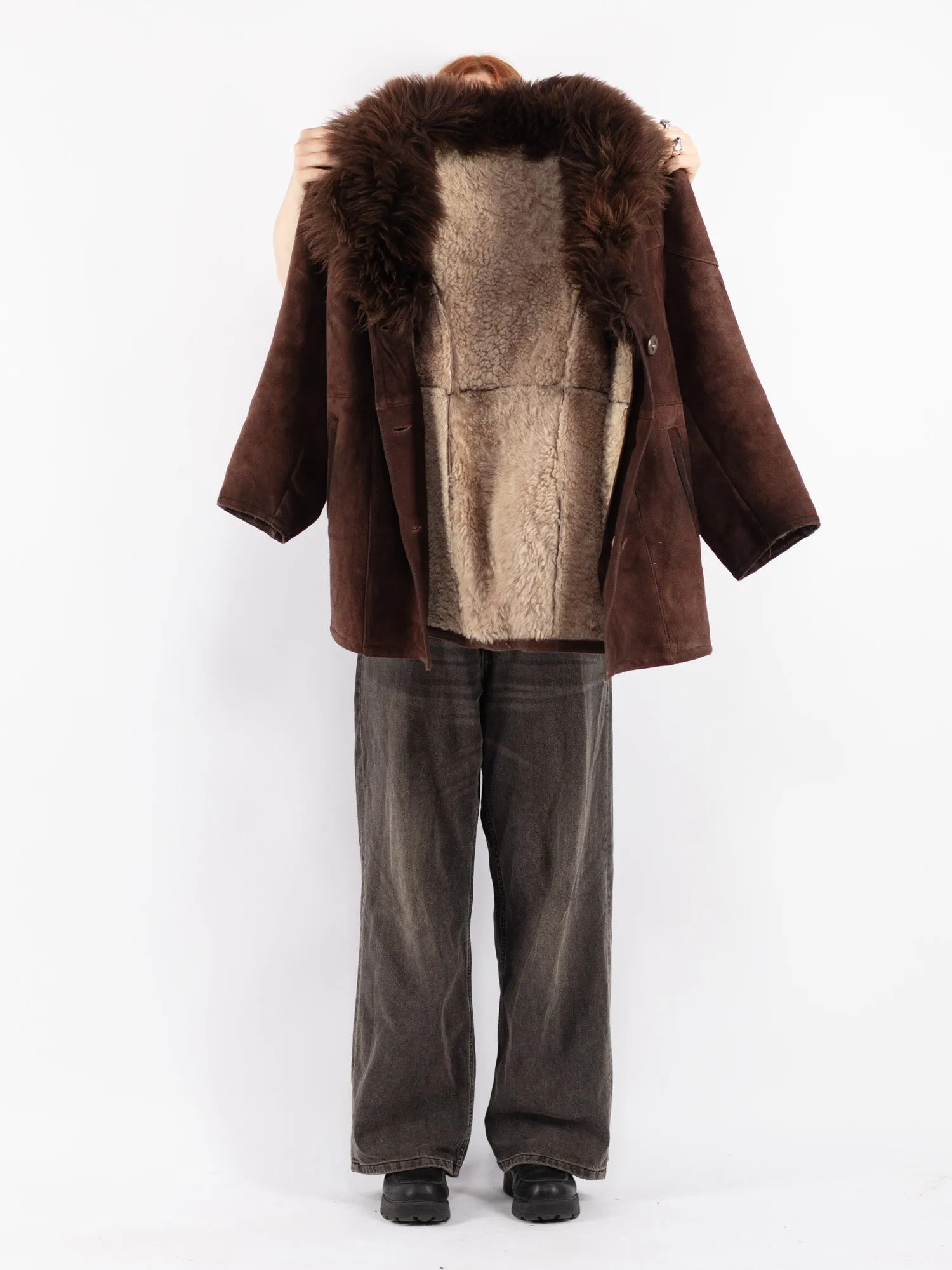 Vintage 70's Women Sheepskin Shearling Coat in