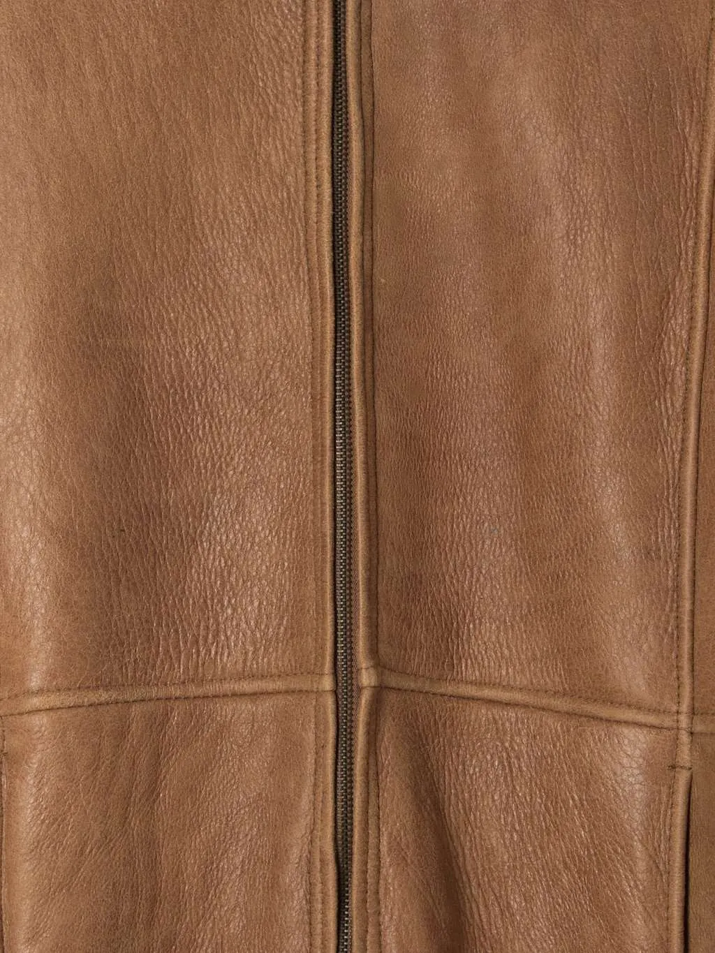 Vintage sheepskin jacket tan brown zip up 1970s – Large