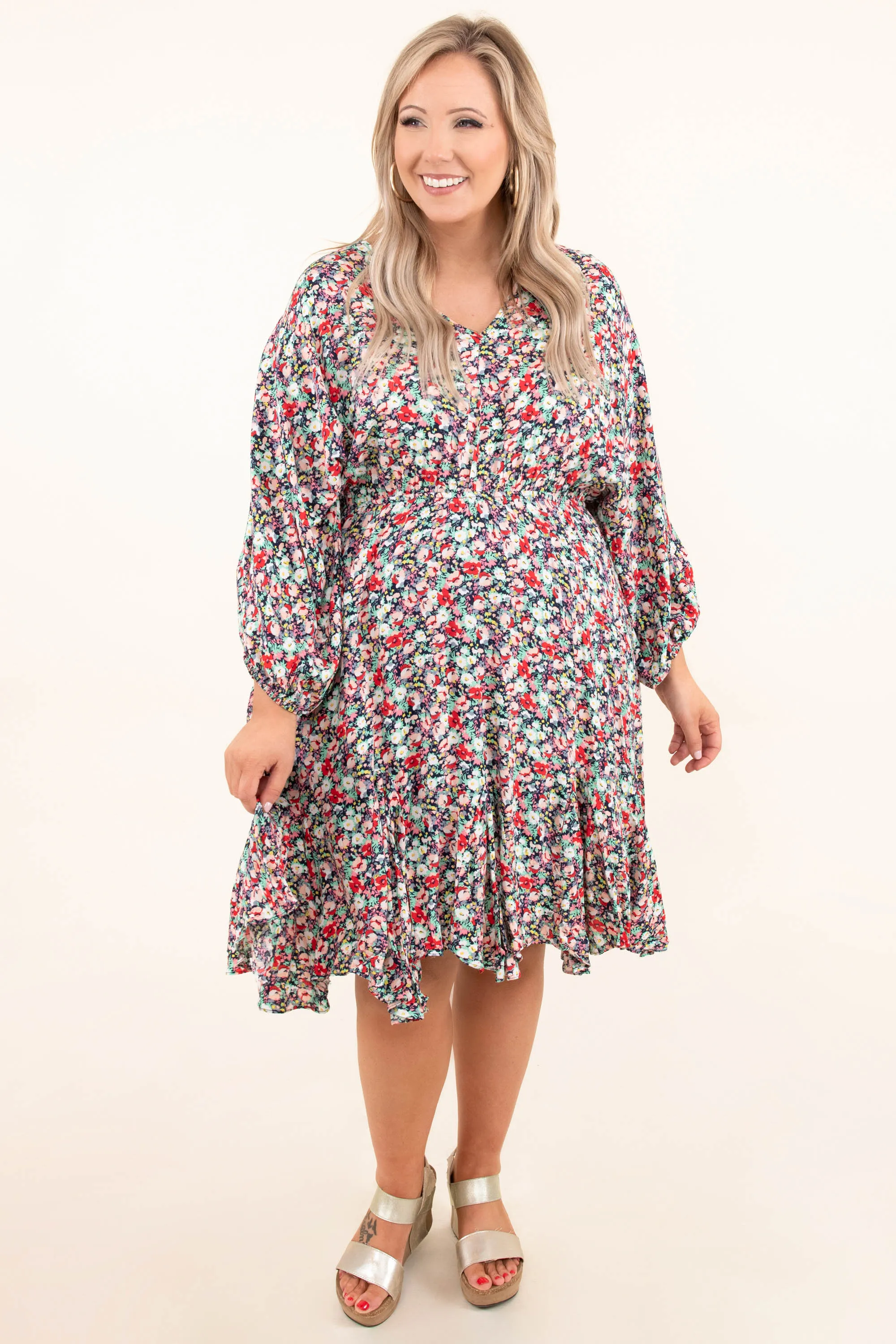 Walk In The Garden Dress, Navy Multi