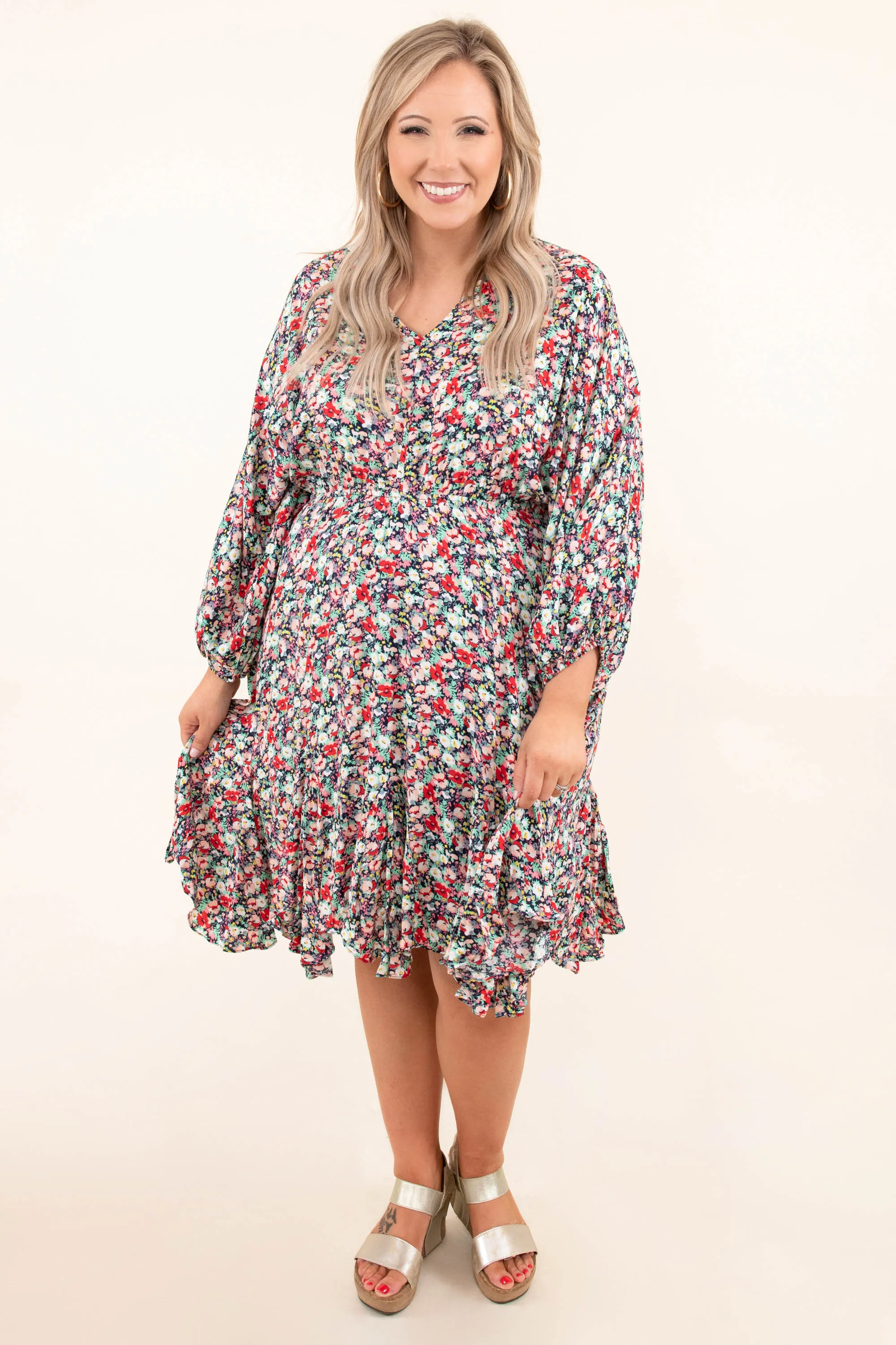 Walk In The Garden Dress, Navy Multi