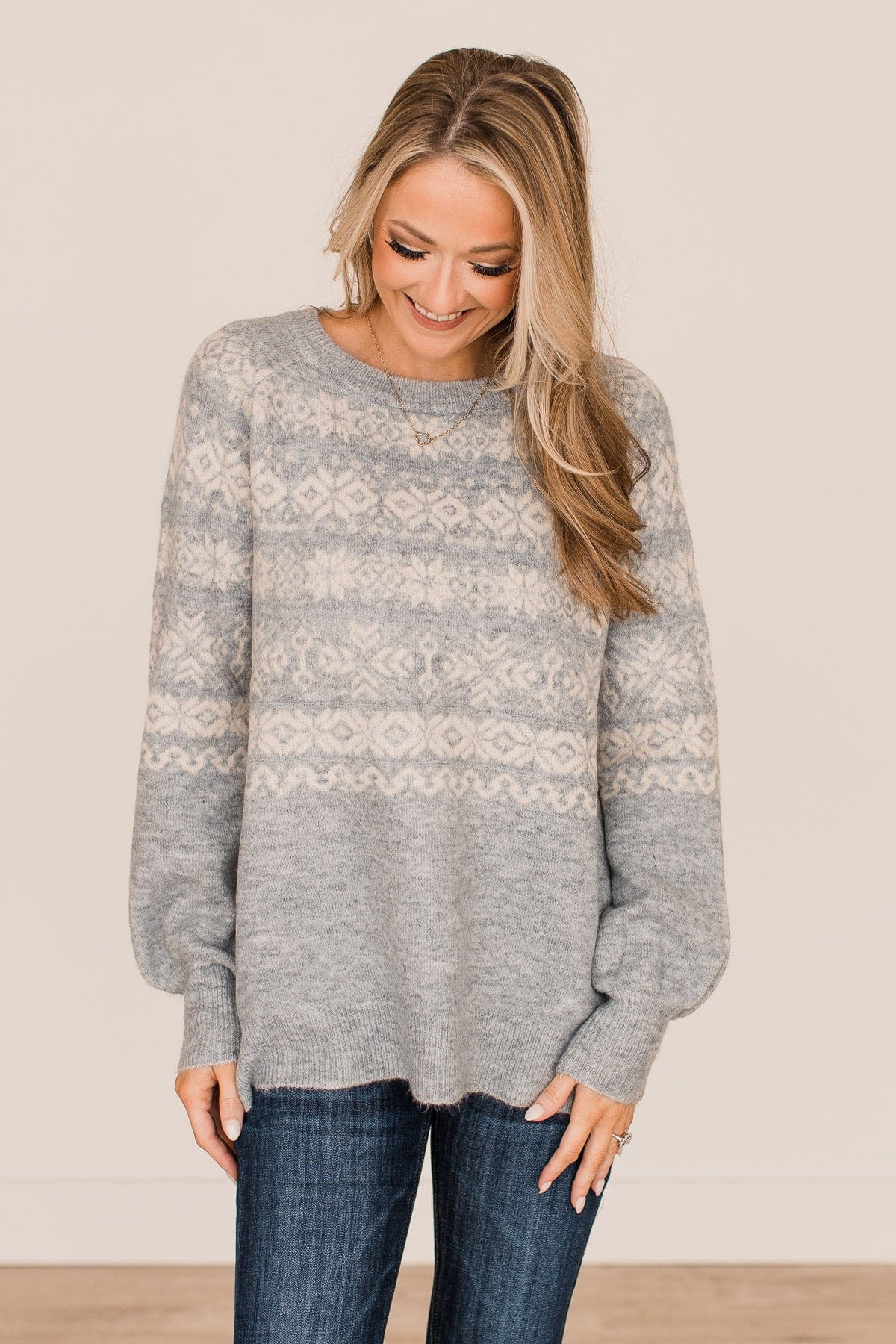 Winter Wonders Knit Sweater- Grey