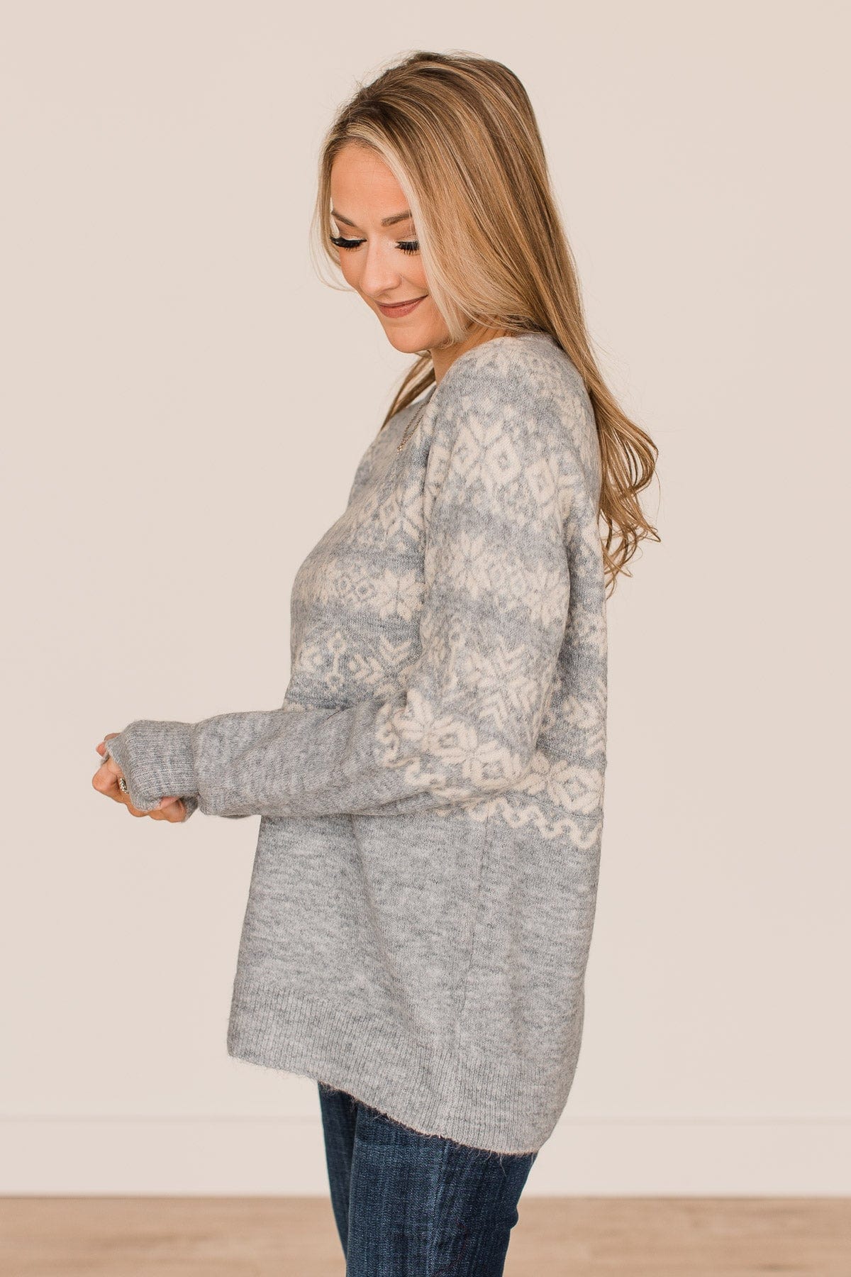 Winter Wonders Knit Sweater- Grey