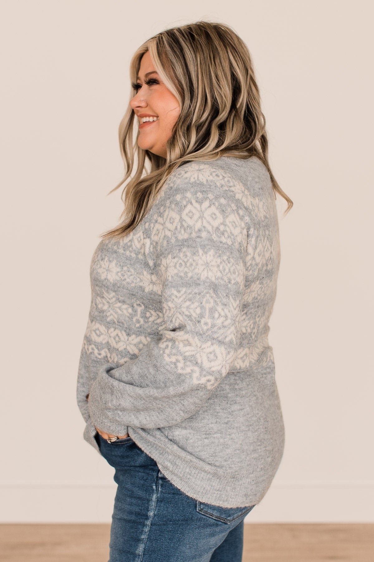 Winter Wonders Knit Sweater- Grey