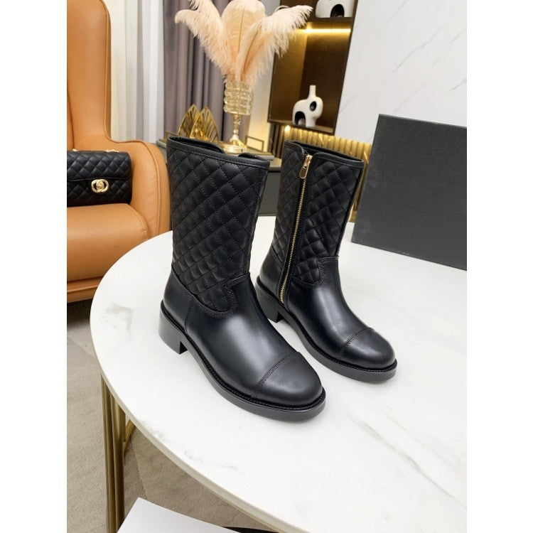 Women's Genuine Leather Round Toe Classic Ankle Zipper Boots Shoes