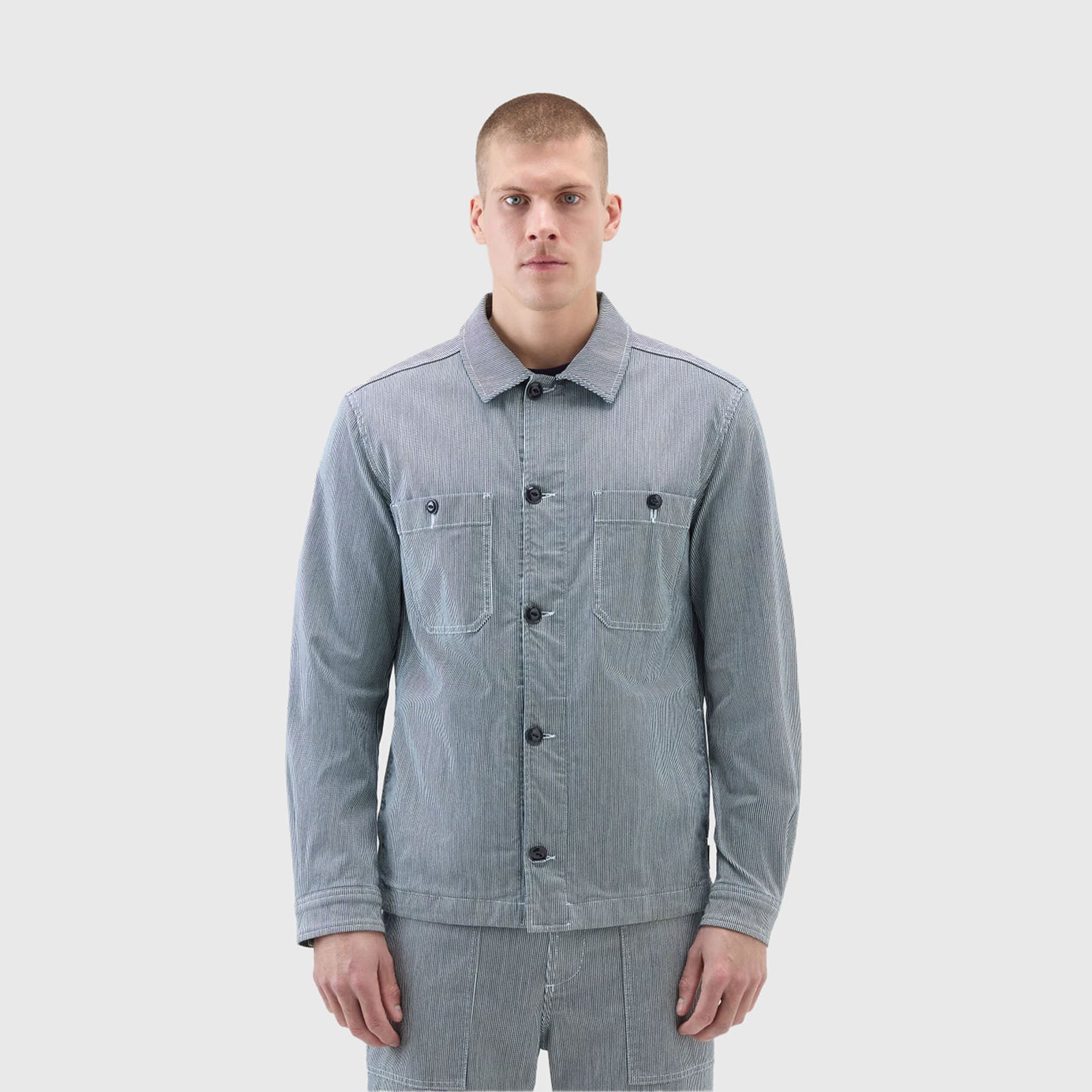 Woolrich Overshirt Striped Azzurro Uomo