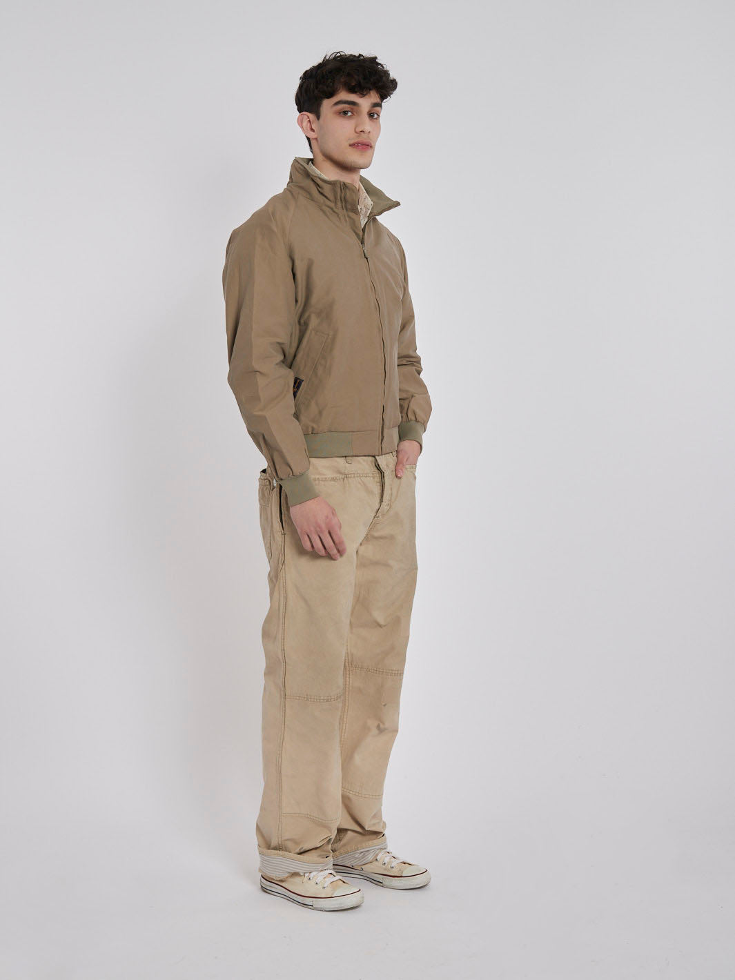 Y2K Henri Lloyd bomber jacket in light brown technical fabric