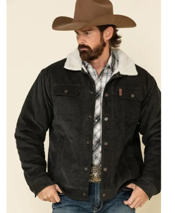 Yellowstone Mens Corduroy Black Trucker Jacket | William Jacket