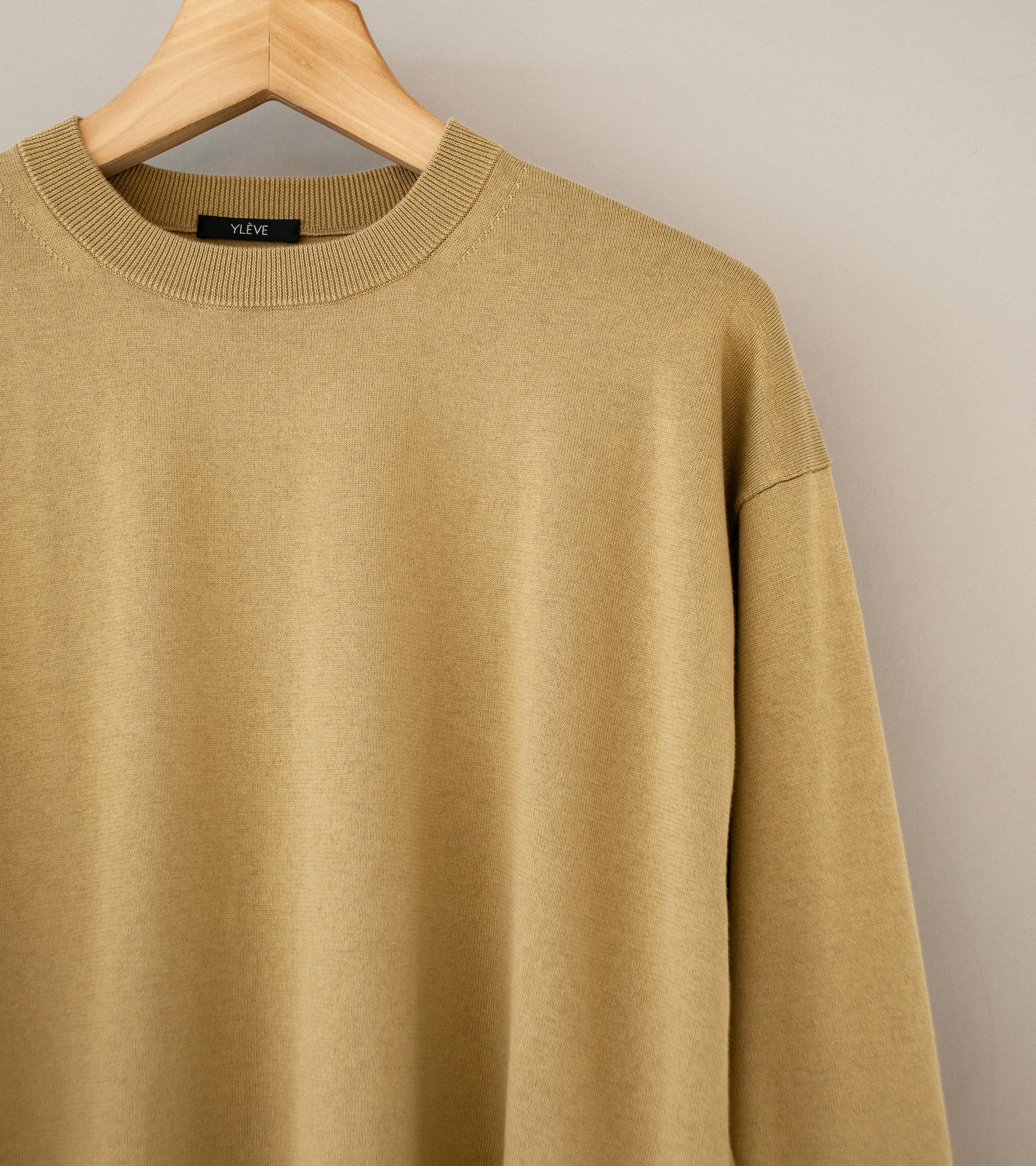 YLÈVE 'Giza Cotton Knit Pullover' (Beige)