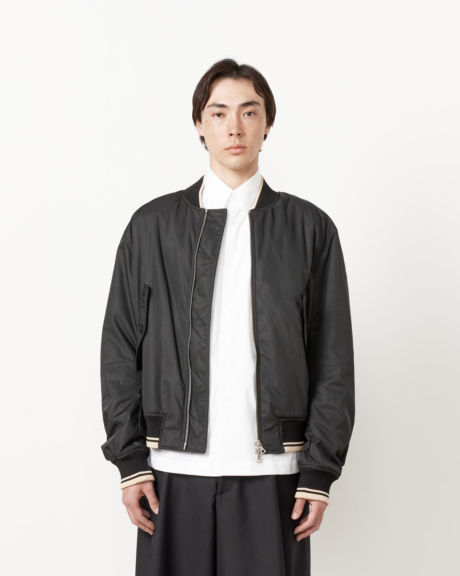 Zip Bomber Jacket in Black