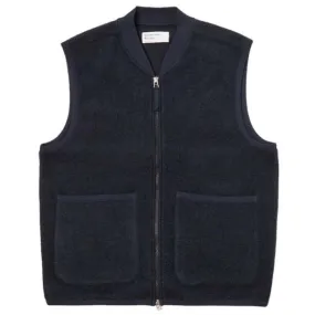 Zip Wool Waistcoat - Navy