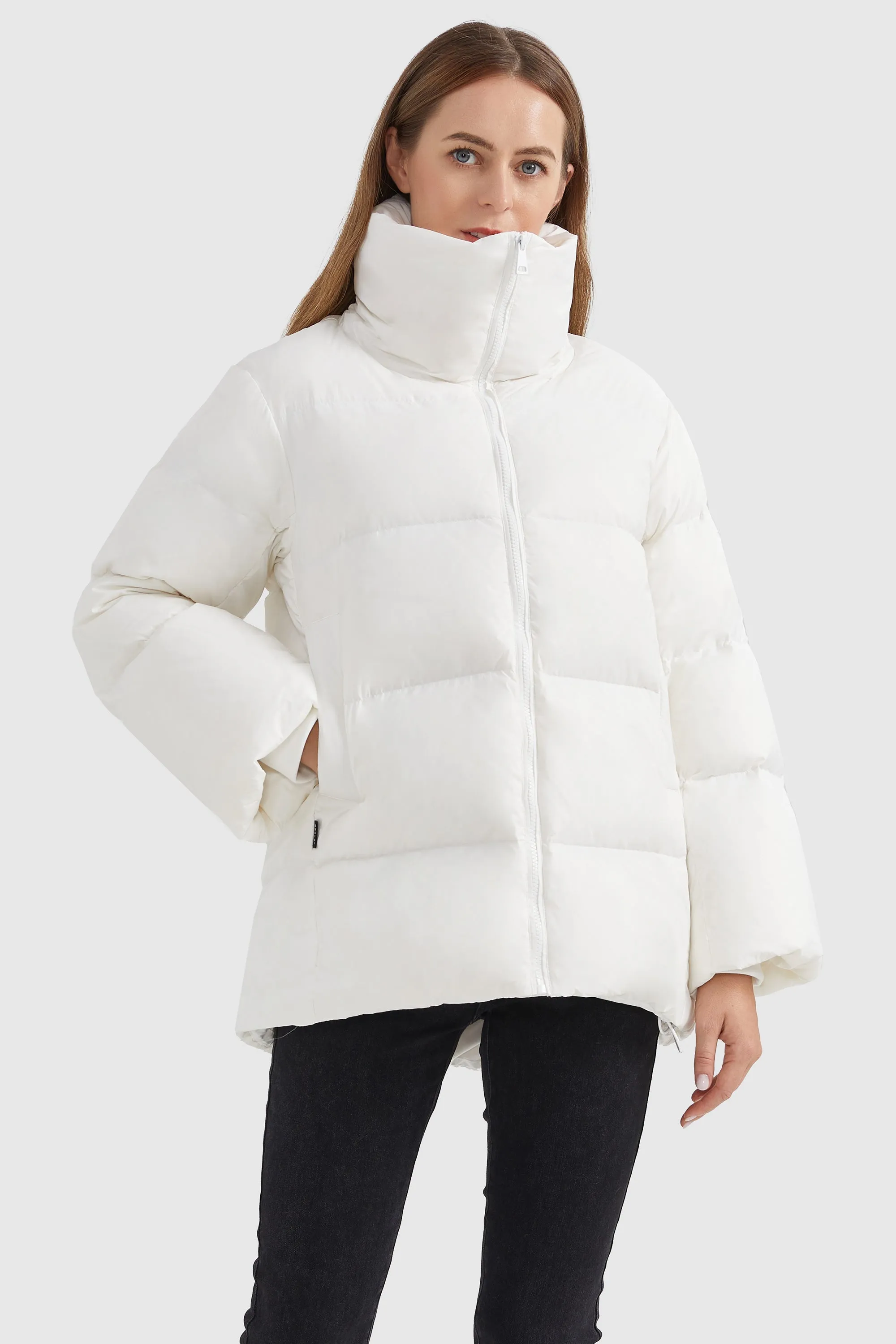 Zipper Front Puffer Down Coat